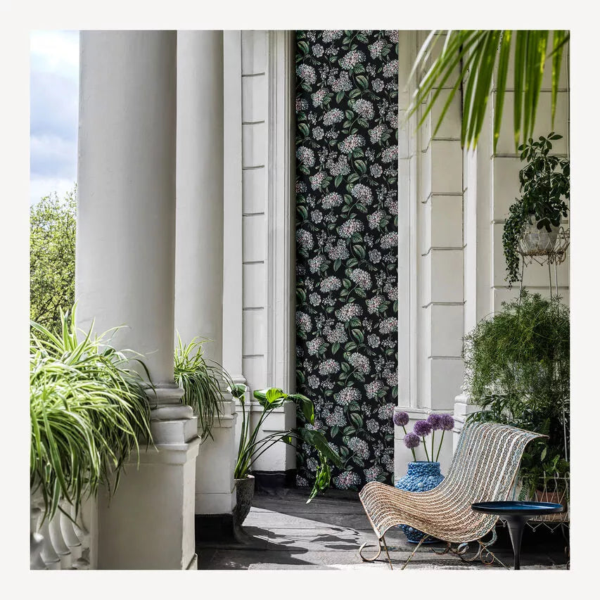 Cole & Son X Fornasetti - Ramo di Ortensia - Pastel on Charcoal - 123/8038