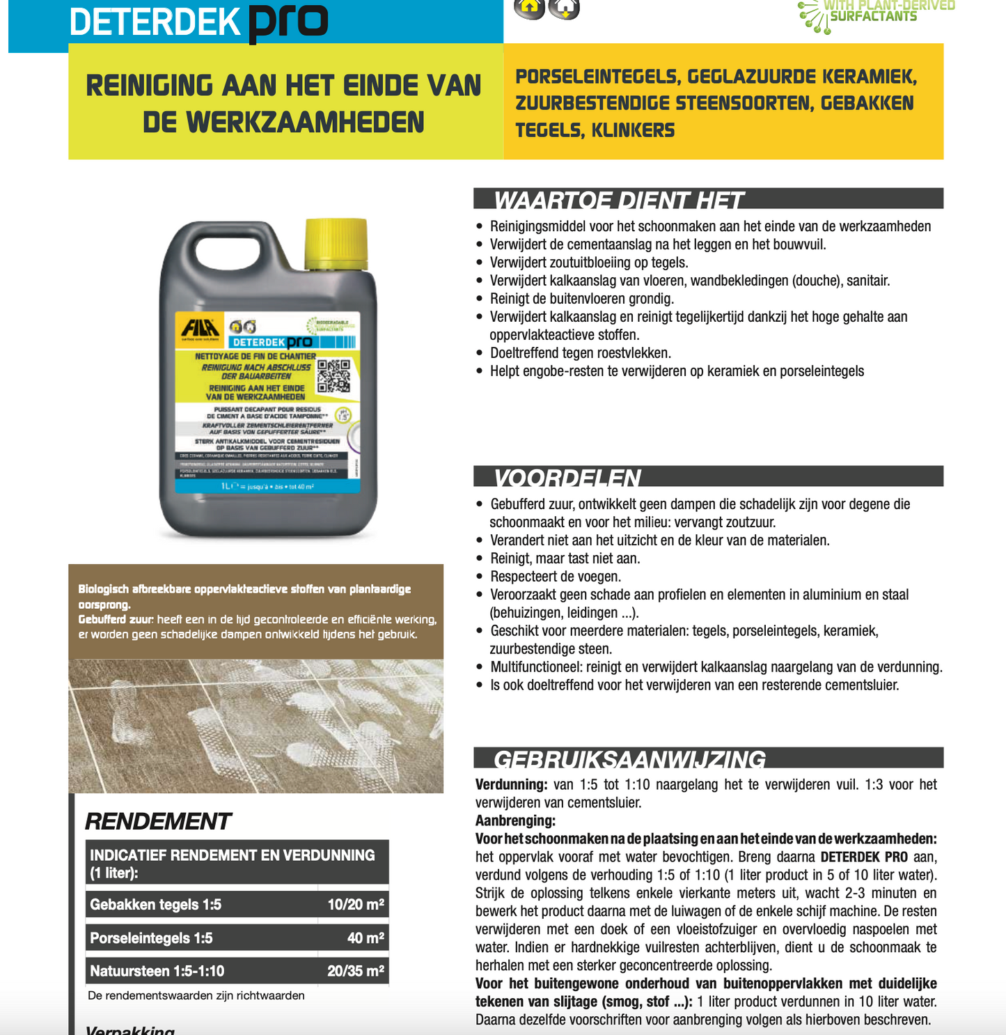 Fila Deterdek Pro | Voor het reinigen na de werkzaamheden