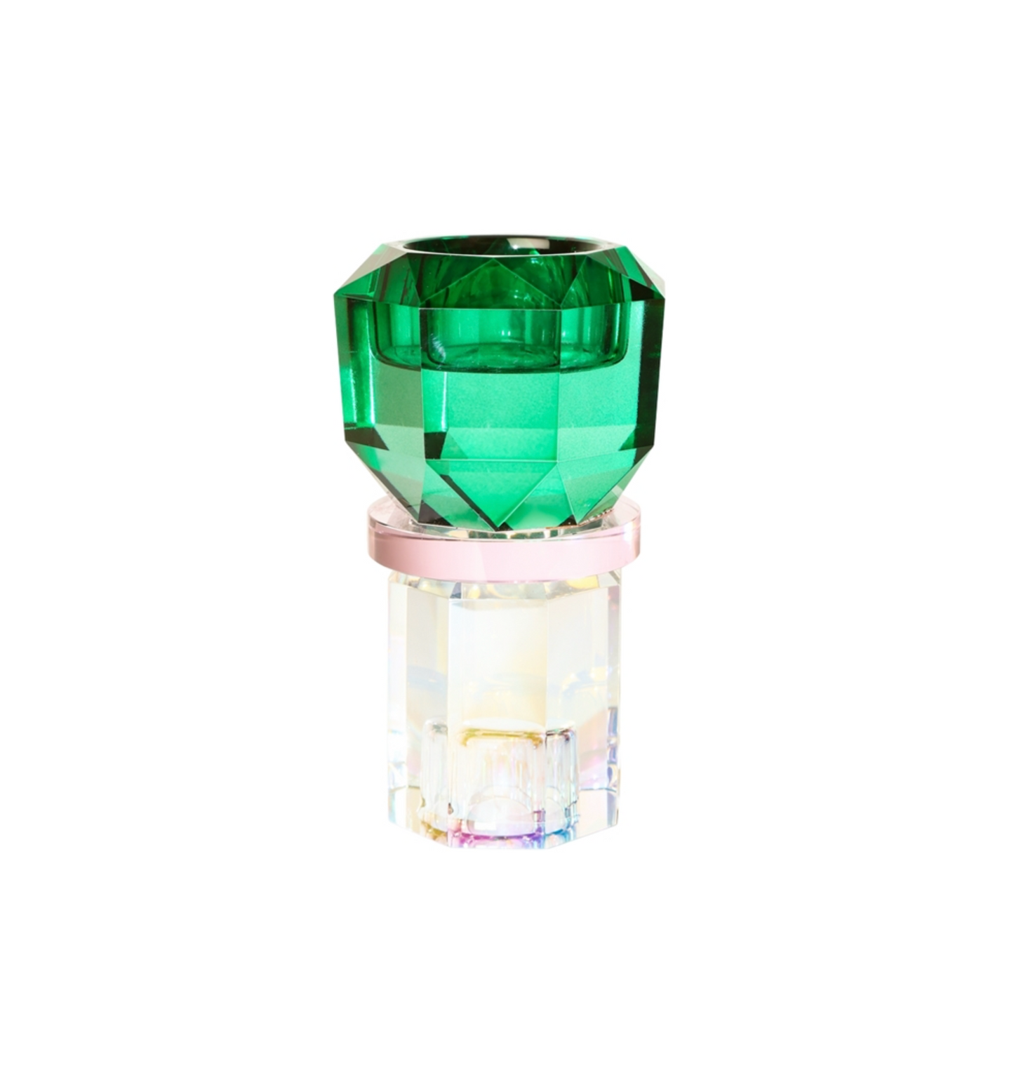 Kristallen Kandelaar Groen & Roze