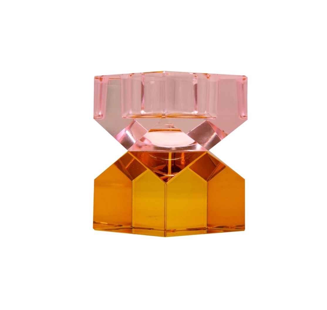 Kristallen Waxinehouder Roze & Oranje