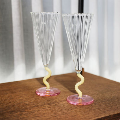 Champagne Flute Curve Roze - set van 2