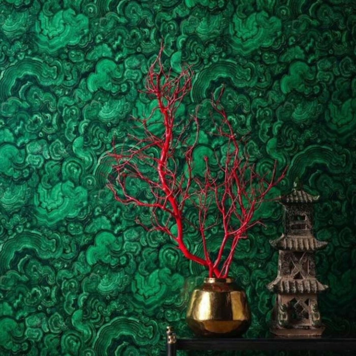 Jim Thompson Malachite Behang - Travertine W01066/01